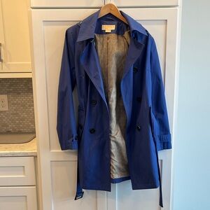 Michael Michael Kors Womens Double-Breasted Trench Coat blue